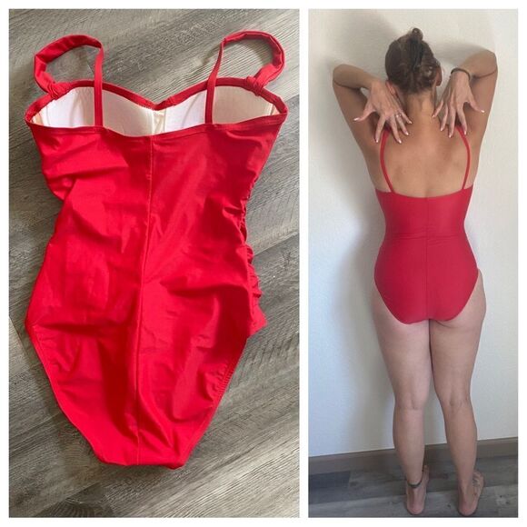 Bleu Rod Beattie Swimsuit One Piece Red Tie Front 6 - Picture 7 of 11